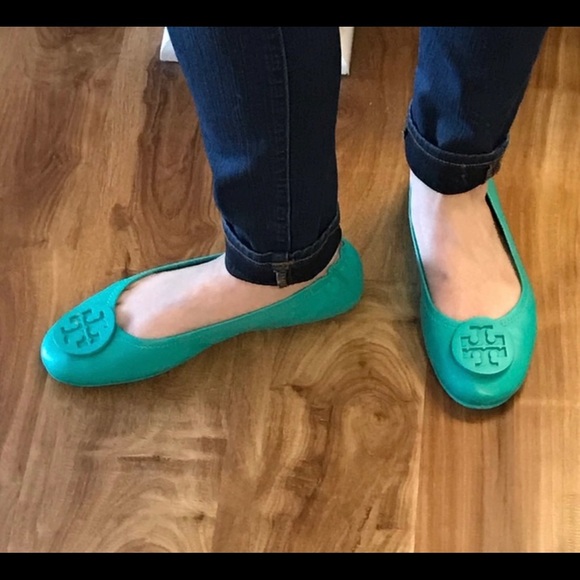 Tory Burch Turquoise Minnie Ballerina Flats 7.5 - Picture 12 of 17